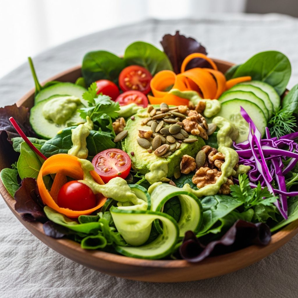 Discover a vibrant greens salad recipe designed to nourish moms through pregnancy and postpartum recovery with essential vitamins and minerals.