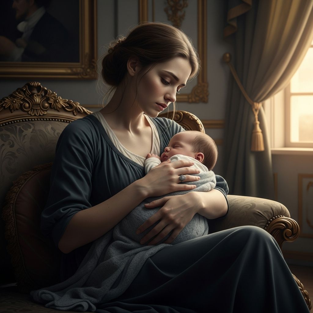 Exploring the intense scrutiny and physical demands on new mothers in the spotlight, inspired by royal traditions of rapid post-birth appearances.